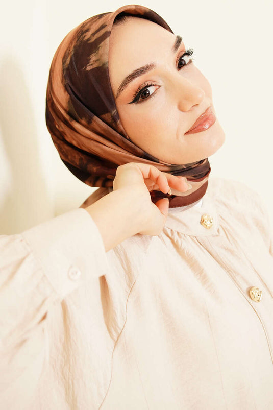 Foulard Lina à motif Penç marron