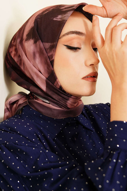 Foulard Lina à motif Penç, doux, couleur café