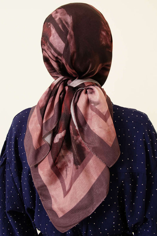 Foulard Lina à motif Penç, doux, couleur café