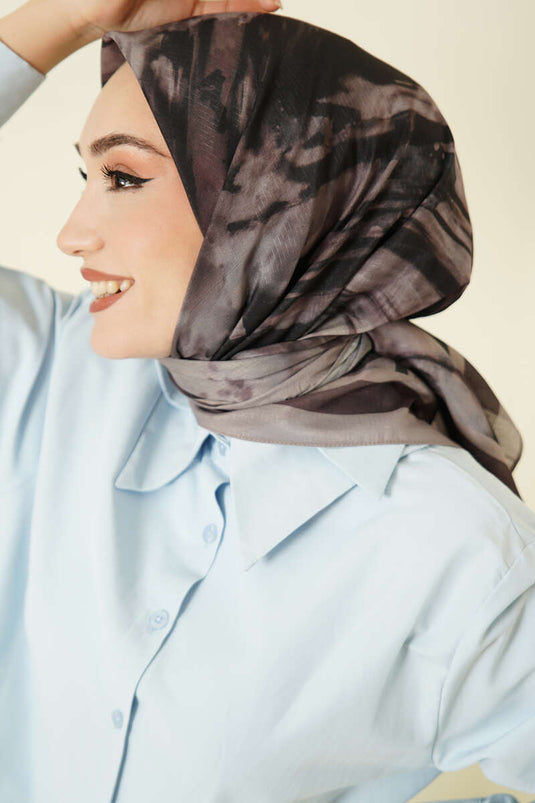 Foulard Lina à motif Penç gris pierre