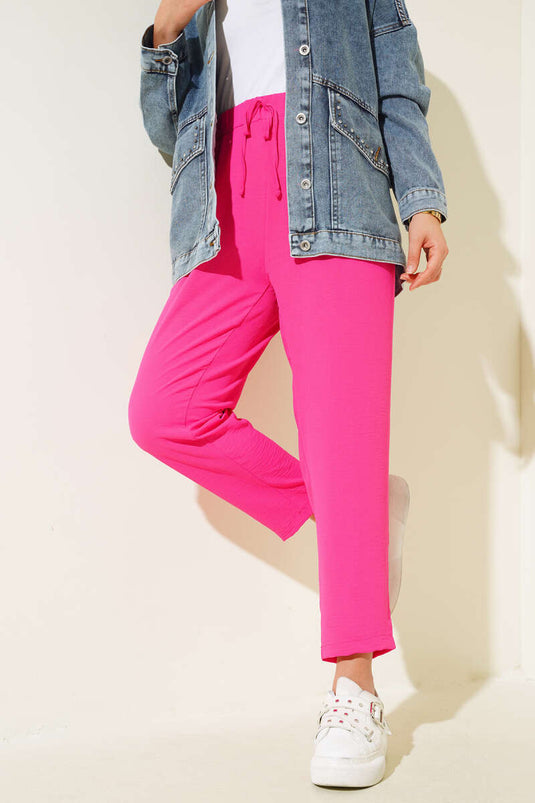 Pantaloni skinny con dettagli Dart Fucsia