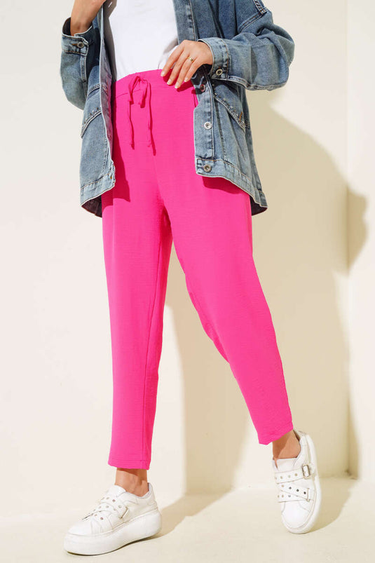 Pantaloni skinny con dettagli Dart Fucsia