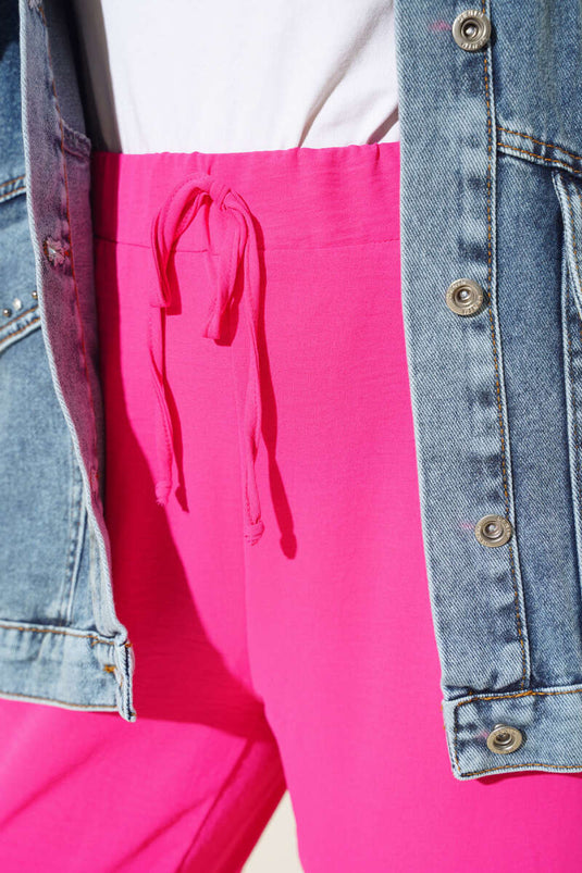 Detailed Slim Fit Pants Fuchsia