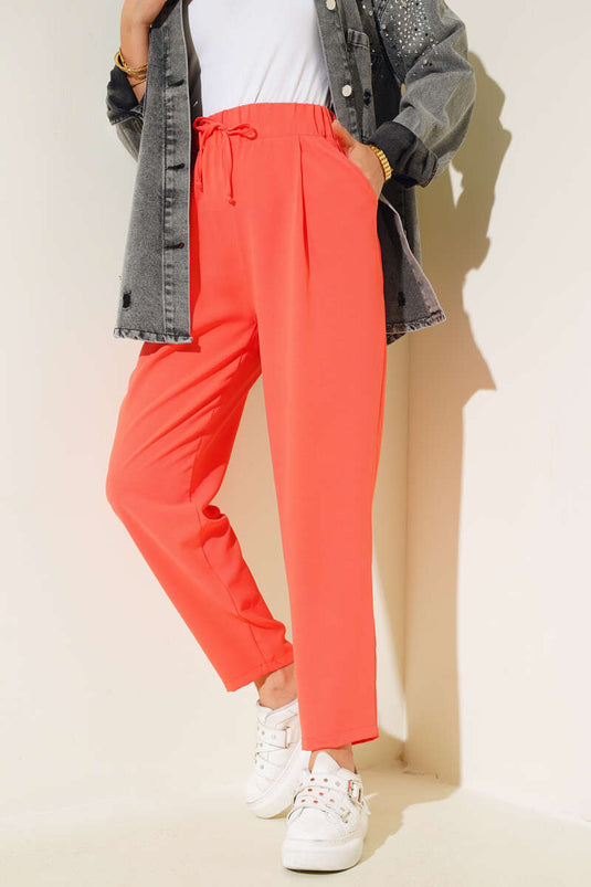 Pantaloni skinny con dettagli Dart Salmone