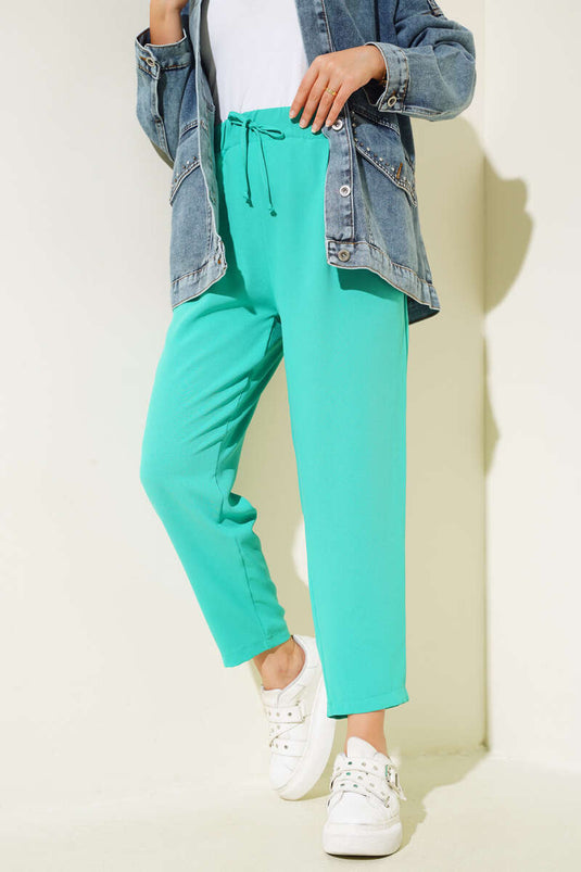 Pantalon skinny à pinces vert d'eau