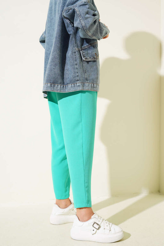 Pantalon skinny à pinces vert d'eau
