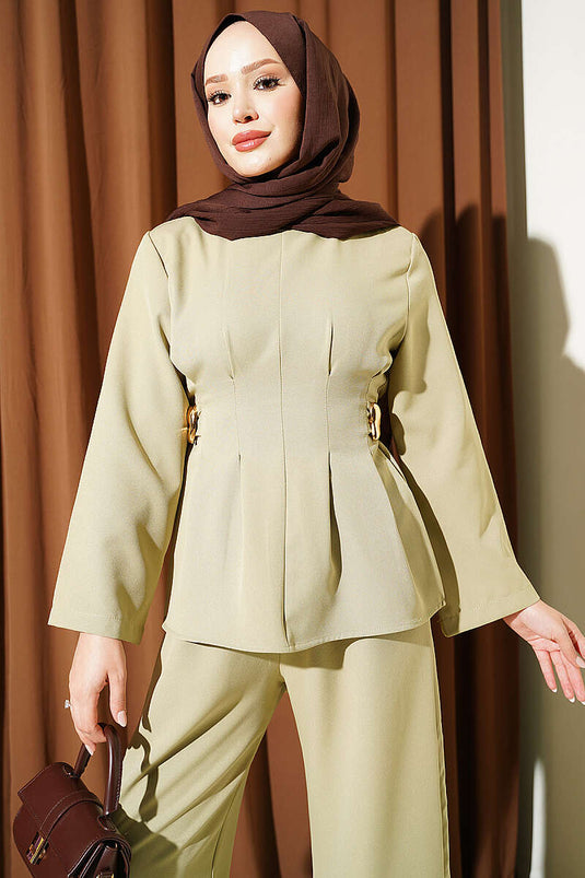 Ensemble De Bijoux Avec Boucle Dorée En Vert Calla