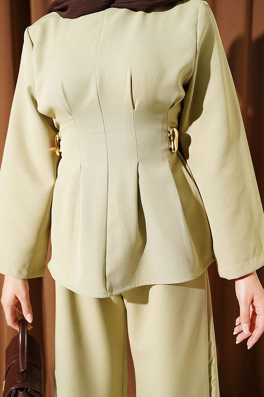 Ensemble De Bijoux Avec Boucle Dorée En Vert Calla
