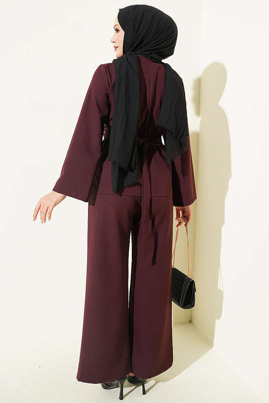 Ensemble Violet Avec Boucle En Or