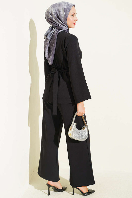 Ensemble Double Élégant À Boucle En Or Noir