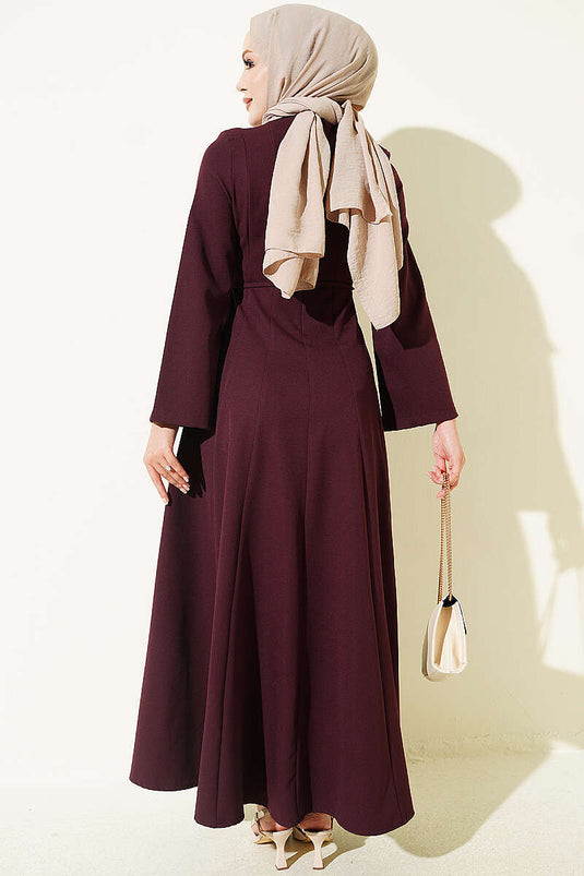 Robe À Nœud Détaillée En Prune