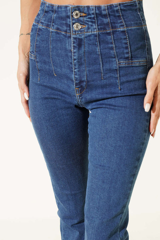 Pantaloni Larghi Stile Spagnolo Con Dettagli In Blu
