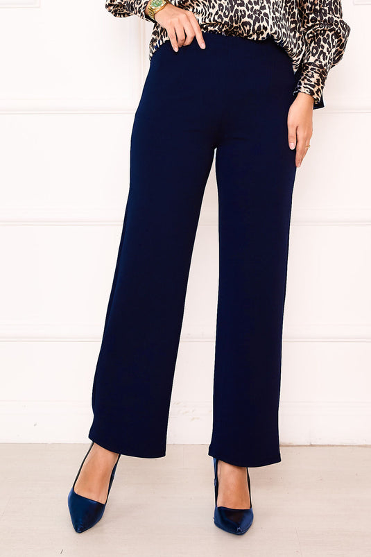 Detailed Palazzo Pants Navy