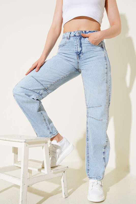 Darted Baggy Jeans Ice Blue