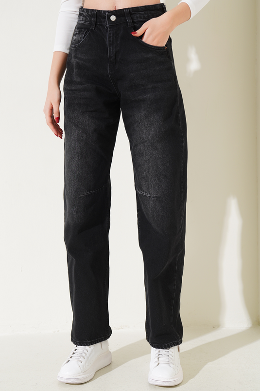 Darted Wide Leg Jeans Anthracite