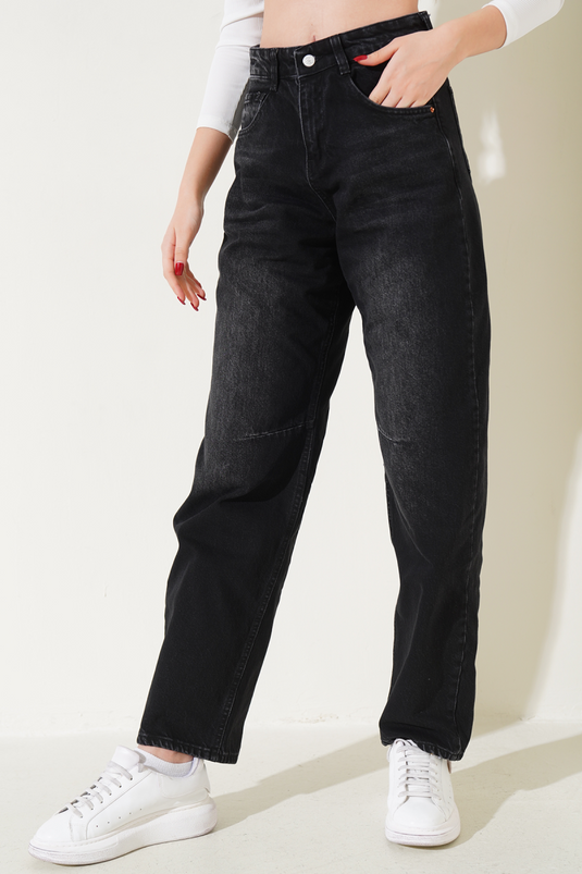 Darted Wide Leg Jeans Anthracite
