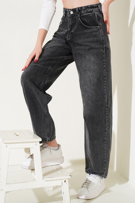 Darted Wide Leg Jeans Smoked