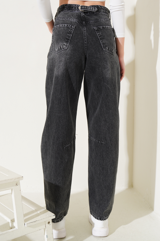 Darted Wide Leg Jeans Smoked