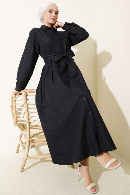 Pensli Ganzknöpfiges Gabardine-Kleid Marineblau