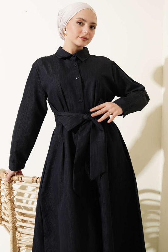 Pensli Ganzknöpfiges Gabardine-Kleid Marineblau