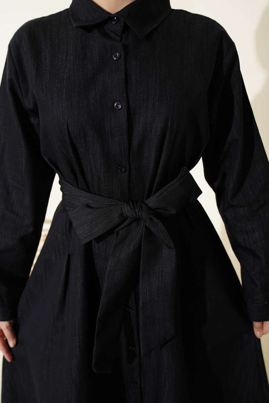 Pensli Ganzknöpfiges Gabardine-Kleid Marineblau