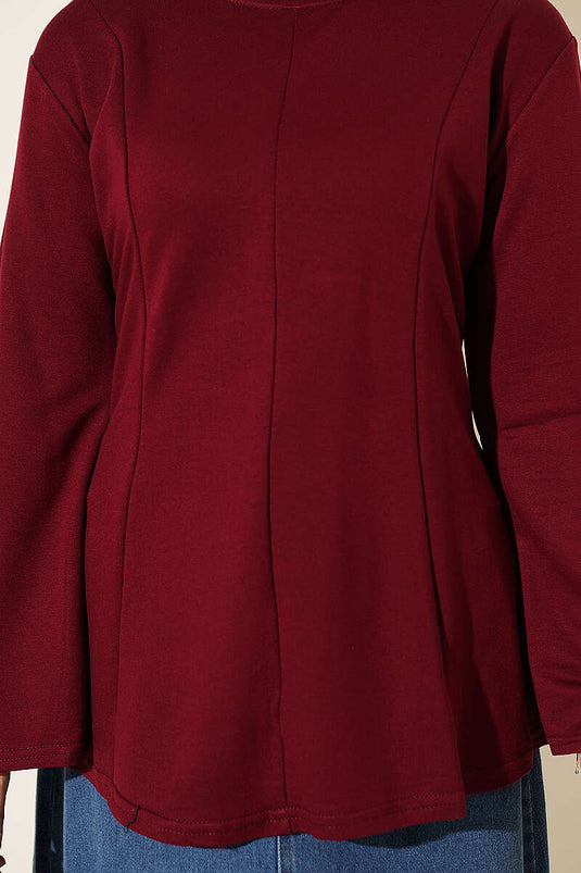 Burgundy Fringed Cross-String Tie Tunic
