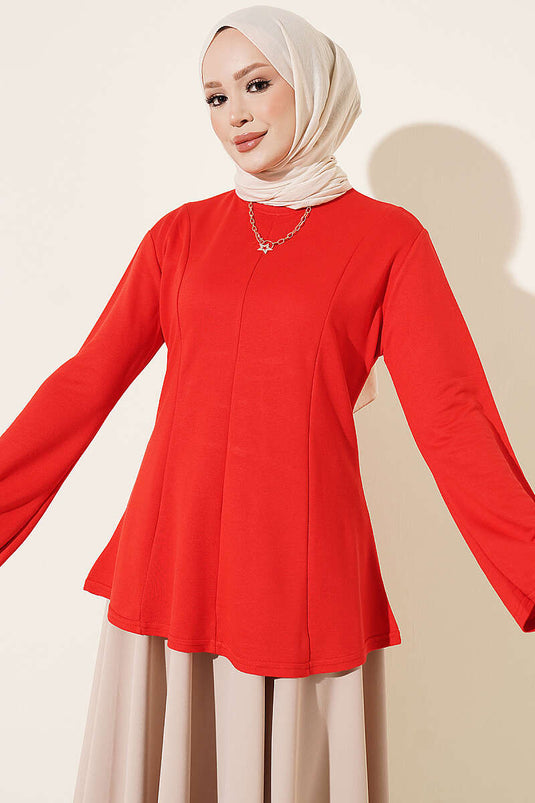 Rote Fransen Cross-String Tunika