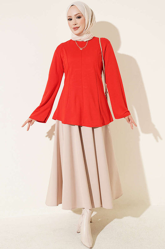Rote Fransen Cross-String Tunika