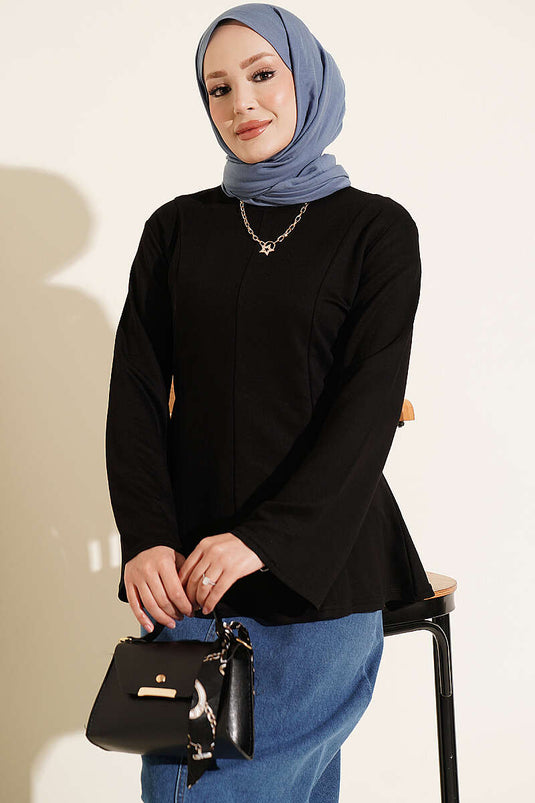 Schwarze Fransen Cross-String Bindetunika