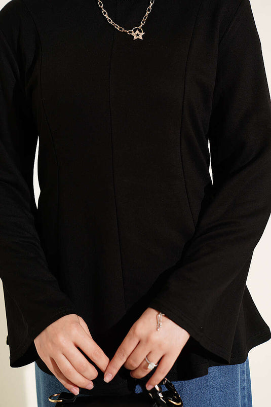 Schwarze Fransen Cross-String Bindetunika