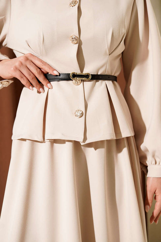 Ensemble deux pièces avec jupe à ceinture Pensli beige