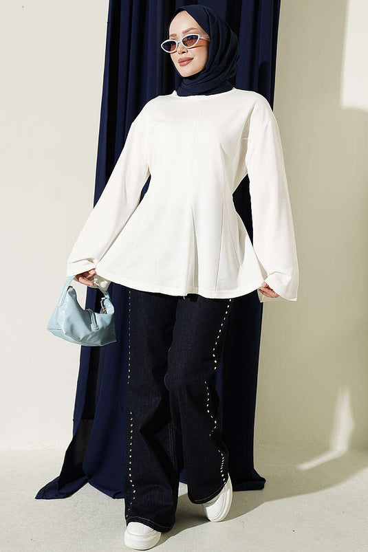 Beige Fringed Tie-Detail Tunic