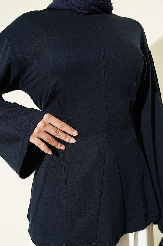 Fransen-Tunika Mit Binde-Detail In Marineblau