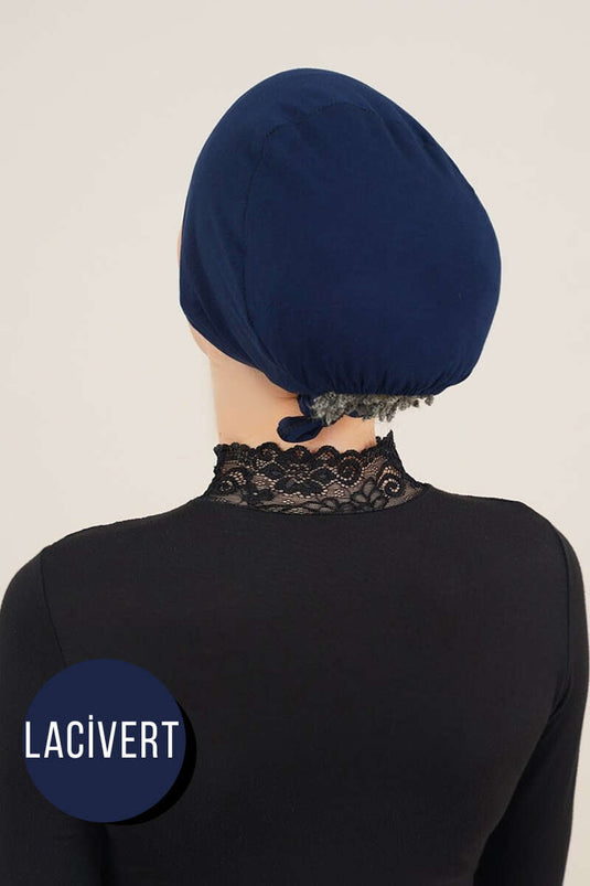 Bonnet sans coutures en coton peigné bleu marine