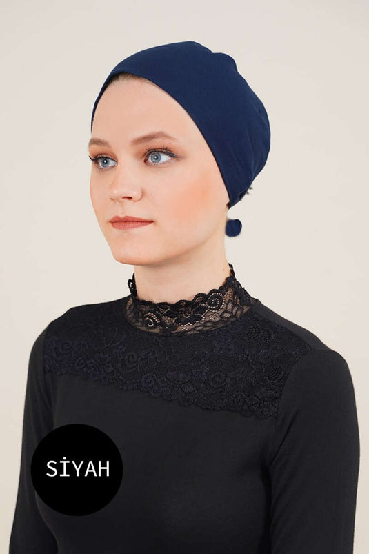 Combed Cotton Seamless Bonnet Black