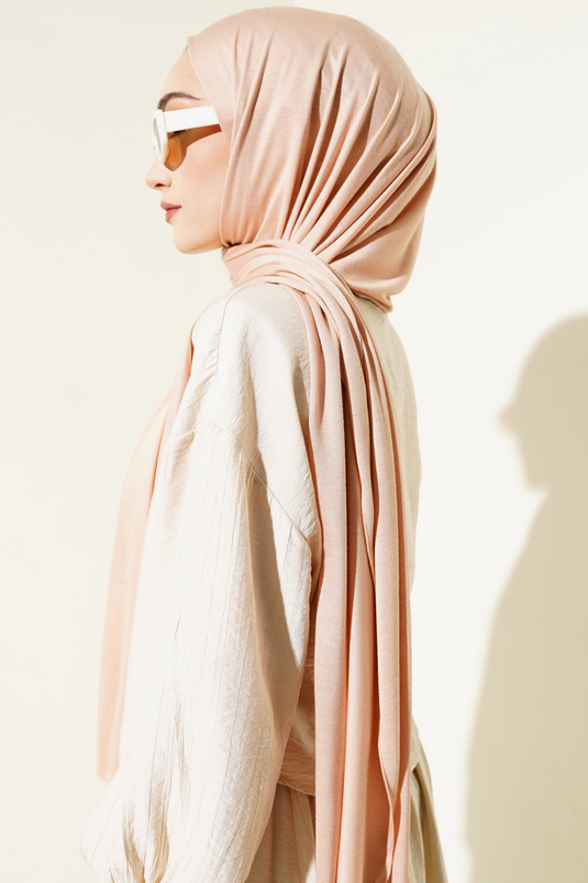 Châle en coton peigné couleur pêche