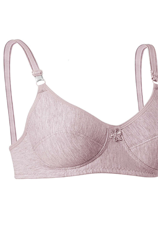 Soutien-gorge en coton peigné et éponge rose chiné