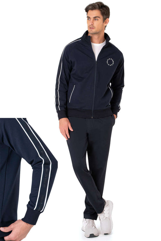 Ensemble de survêtement pour homme Pierre Cardin avec inscription Yaka, bleu marine