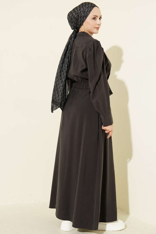 Black Pile Detail Jumper Dress Set