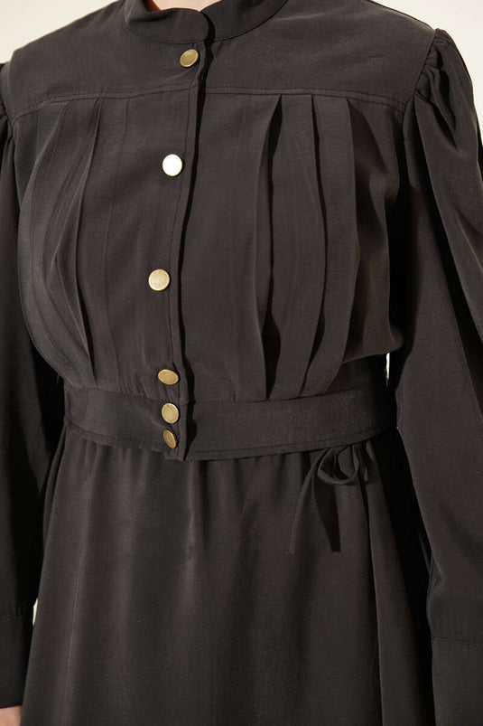 Black Pile Detail Jumper Dress Set
