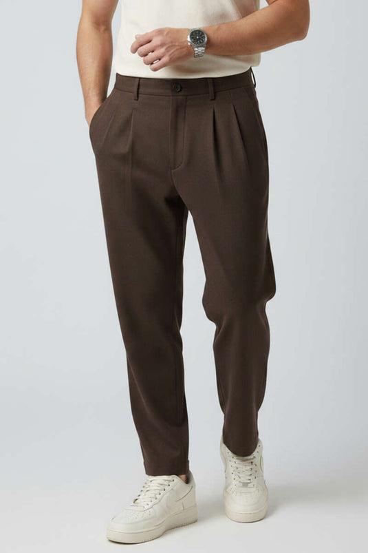 Pantalon ample pour homme avec poches et taille élastique, couleur marron
