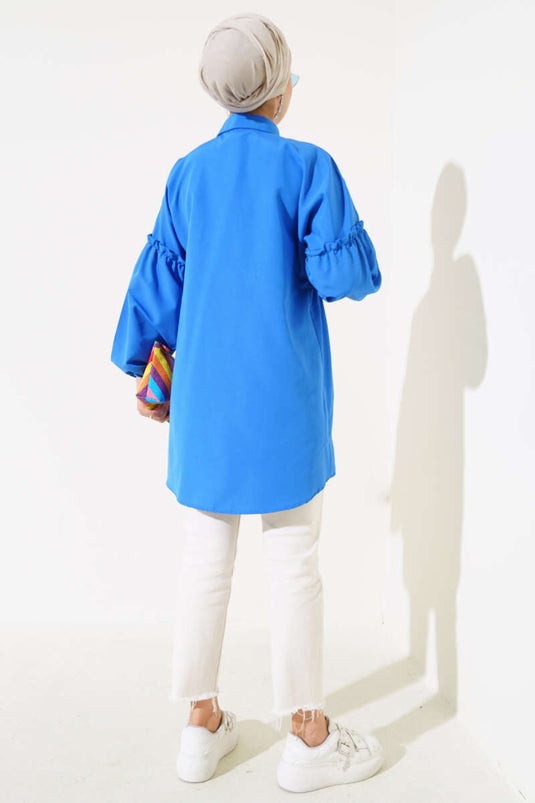 Chemise plissée brodée à fleurs Saks