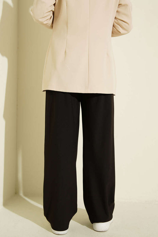 Pleated Double-Button Loose Trousers Dark Brown