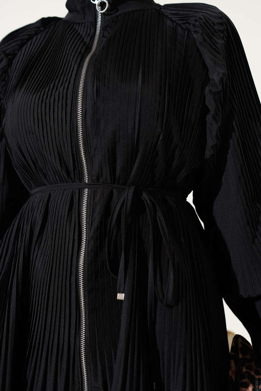 معطف مطوي بسحاب أسود