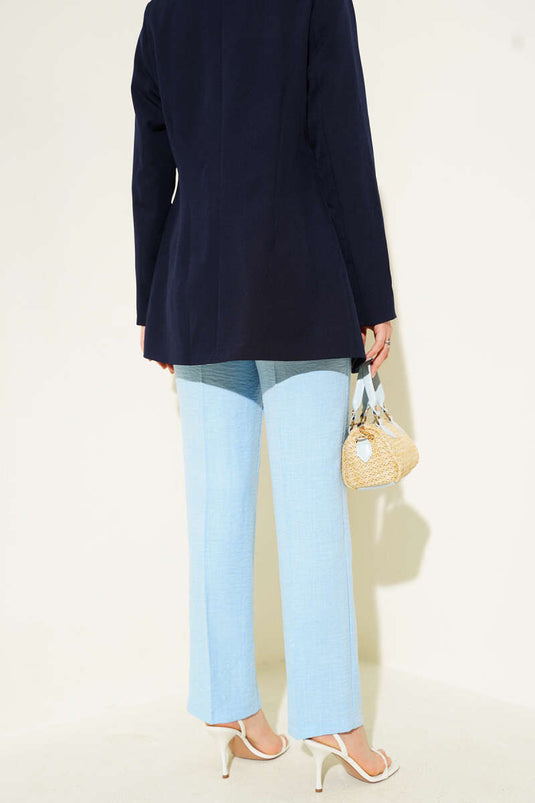 Tissu en lin plissé bleu