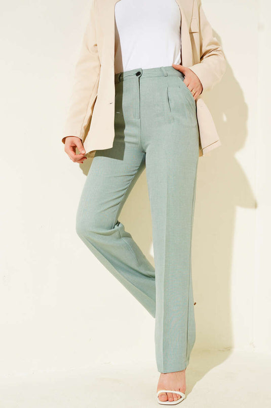 Tissu en lin plissé menthe