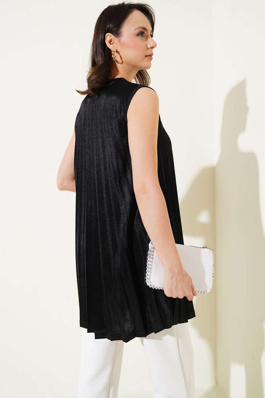 Pileli Kolsuz İçlik Siyah