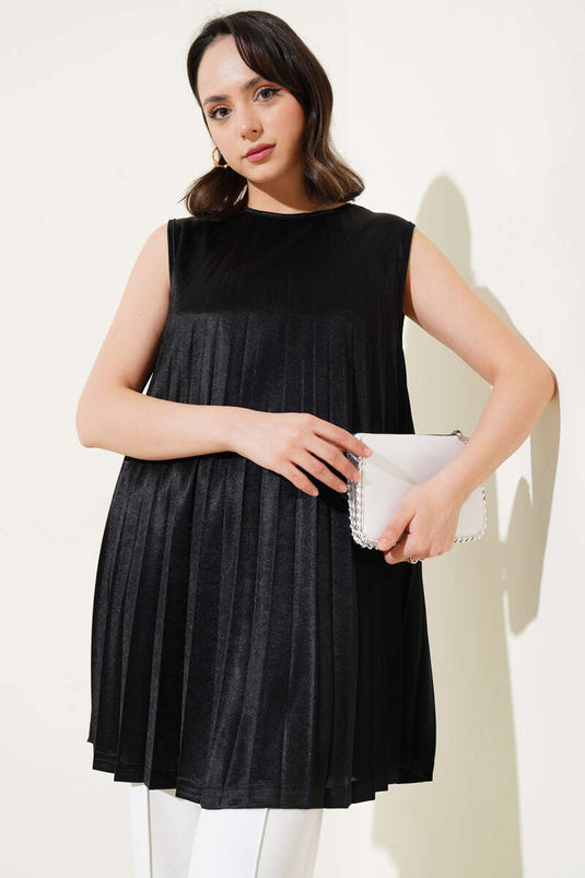 Pileli Kolsuz İçlik Siyah