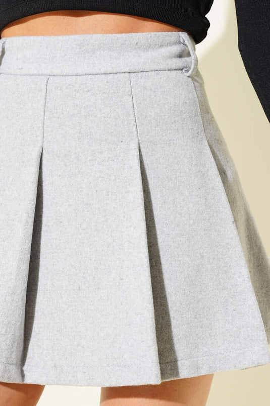 Gelaagde korte broek met voering, wollen minirok, grijs