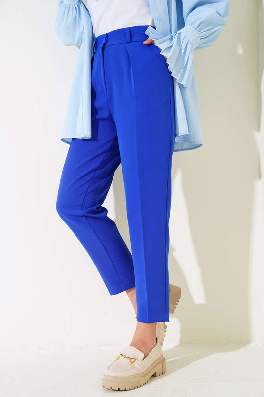 Pantalon plissé taille haute en tissu Saks